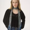 İpek charmeuse Chloé Paisley bandeau atkı İpek charmeuse Chloé Paisley bandeau atkı