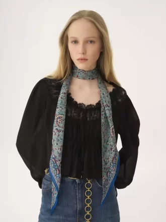 İpek charmeuse Chloé Paisley bandeau atkı İpek charmeuse Chloé Paisley bandeau atkı