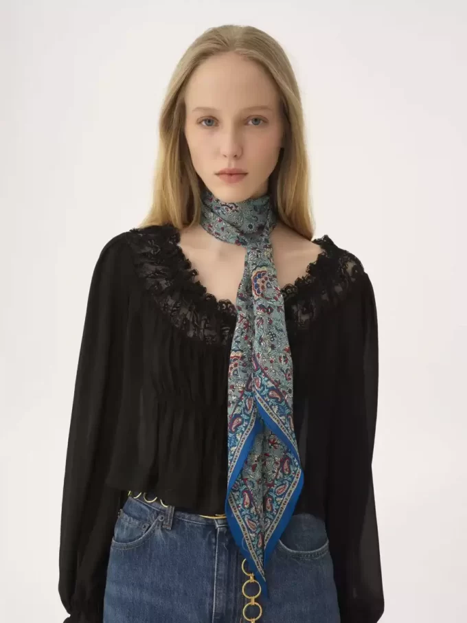 İpek charmeuse Chloé Paisley bandeau atkı İpek charmeuse Chloé Paisley bandeau atkı