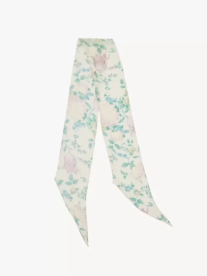 İpek charmeuse Chloé Peonies bandeau atkı