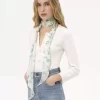 İpek charmeuse Chloé Peonies bandeau atkı
