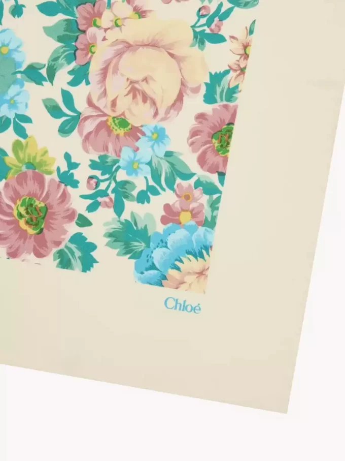 İpek kumaştan yapılmış kare Chloé Peonies eşarp
