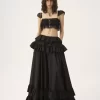 İpek muslin ve dantelden fırfırlı bralet İpek muslin ve dantelden fırfırlı bralet