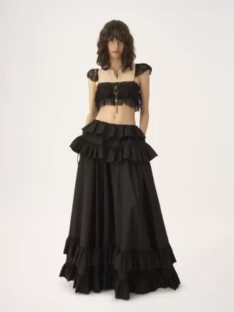 İpek muslin ve dantelden fırfırlı bralet İpek muslin ve dantelden fırfırlı bralet