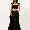 İpek muslin ve dantelden fırfırlı bralet İpek muslin ve dantelden fırfırlı bralet