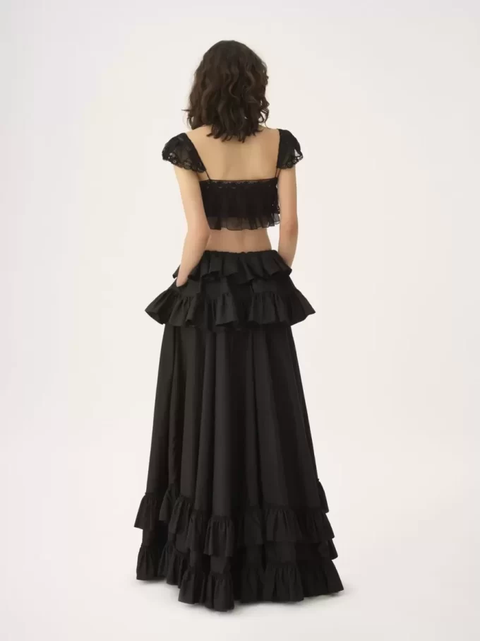 İpek muslin ve dantelden fırfırlı bralet İpek muslin ve dantelden fırfırlı bralet