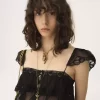 İpek muslin ve dantelden fırfırlı bralet İpek muslin ve dantelden fırfırlı bralet