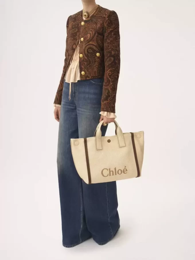 Rafia efektli elyaftan yapılmış Chloé Carry tote çanta Rafia efektli elyaftan yapılmış Chloé Carry tote çanta