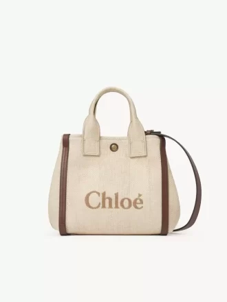 Rafia efektli elyaftan yapılmış küçük Chloé Carry tote çanta