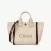 Rafia efektli elyaftan yapılmış küçük Chloé Carry tote çanta Rafia efektli elyaftan yapılmış küçük Chloé Carry tote çanta