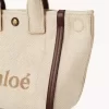 Rafia efektli elyaftan yapılmış küçük Chloé Carry tote çanta Rafia efektli elyaftan yapılmış küçük Chloé Carry tote çanta