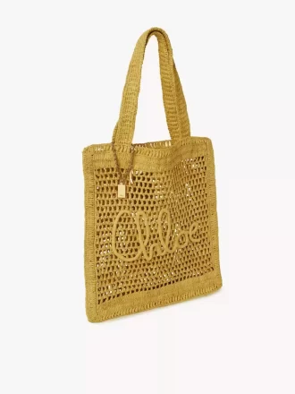 Rafiadan yapılmış Summer Banana tote çanta