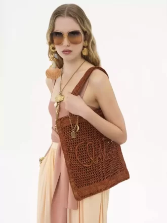Rafiadan yapılmış Summer Banana tote çanta