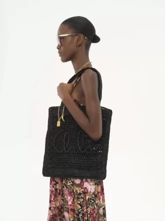 Rafiadan yapılmış Summer Banana tote çanta