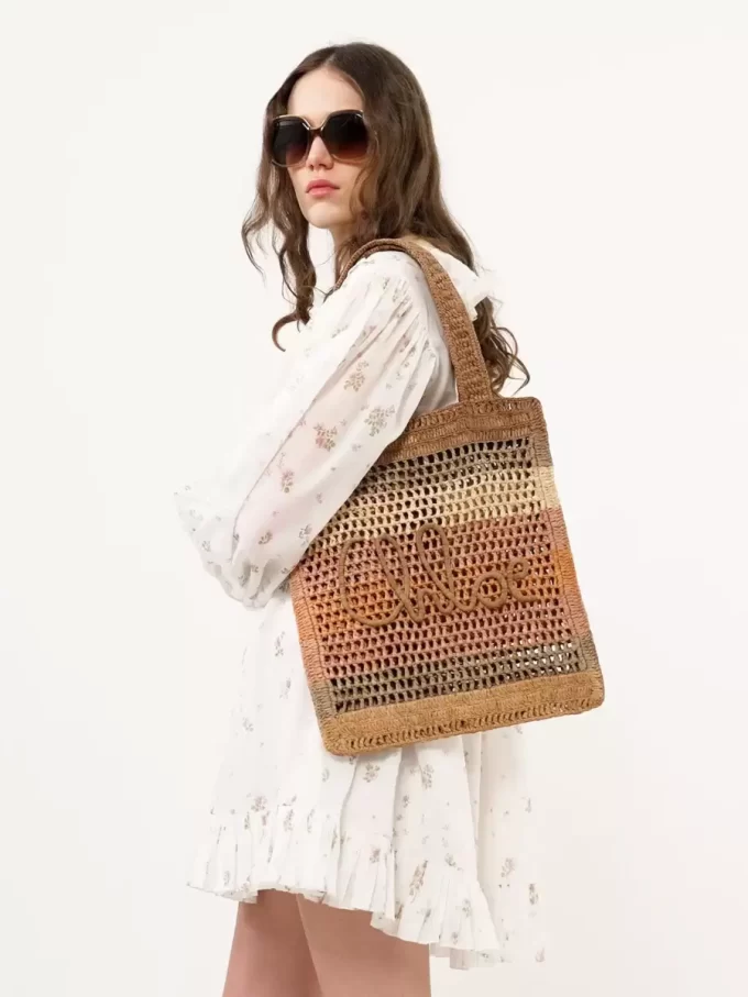 Rafiadan yapılmış Summer Banana tote çanta Rafiadan yapılmış Summer Banana tote çanta