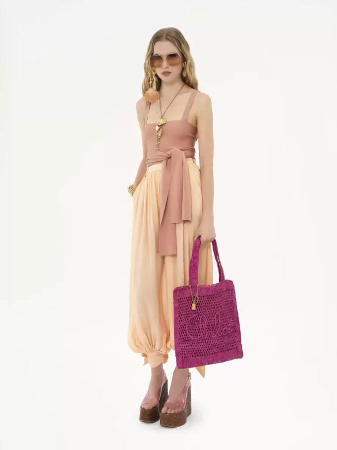 Rafiadan yapılmış Summer Banana tote çanta Rafiadan yapılmış Summer Banana tote çanta