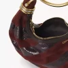 Süet deri ve yılan derisinden yapılmış Mini Bileklik Hobo çanta Süet deri ve yılan derisinden yapılmış Mini Bileklik Hobo çanta