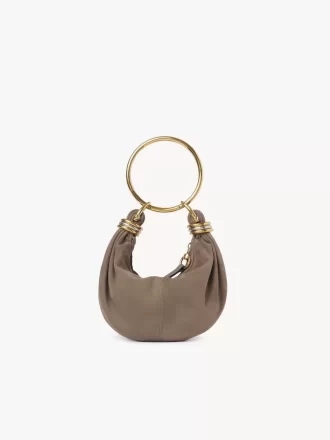 Süet deriden mini bilezikli hobo çanta