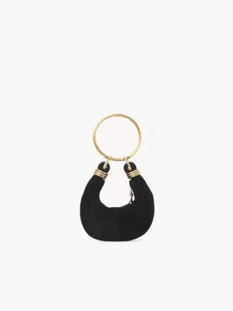 Süet deriden mini bilezikli hobo çanta