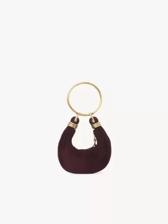Süet deriden mini bilezikli hobo çanta