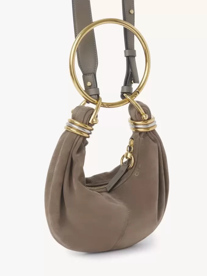 Süet deriden mini bilezikli hobo çanta Süet deriden mini bilezikli hobo çanta