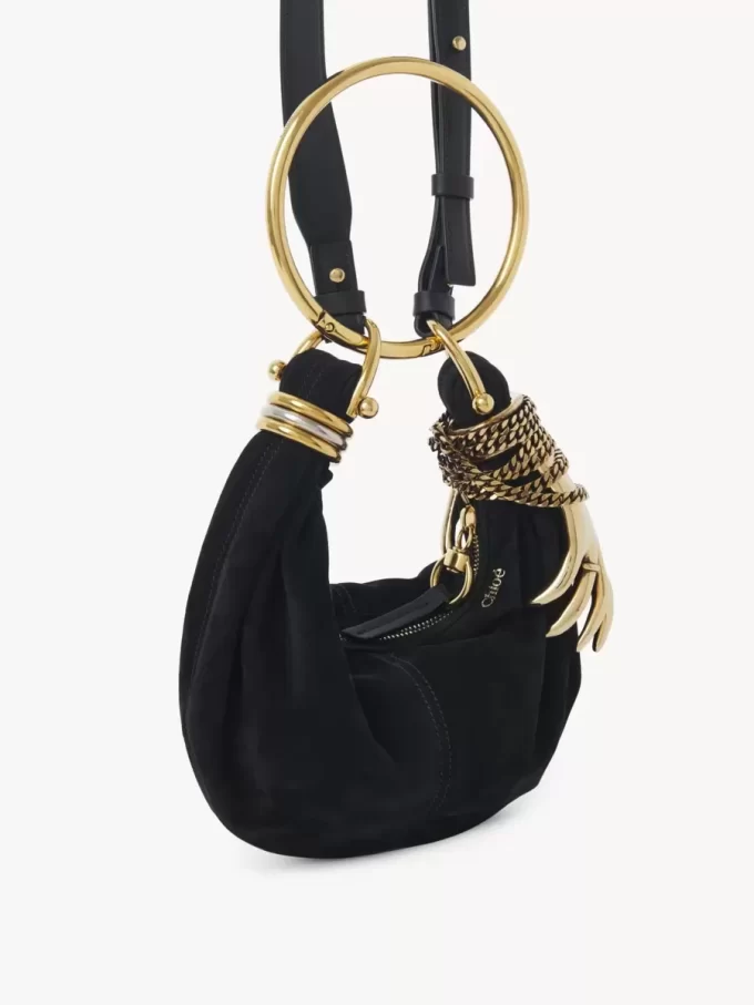 Süet deriden mini bilezikli hobo çanta Süet deriden mini bilezikli hobo çanta