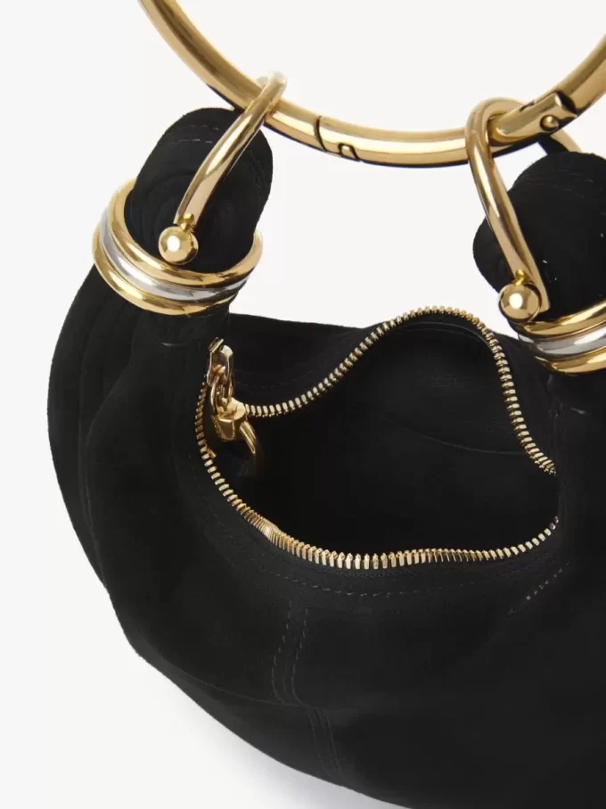 Süet deriden mini bilezikli hobo çanta Süet deriden mini bilezikli hobo çanta