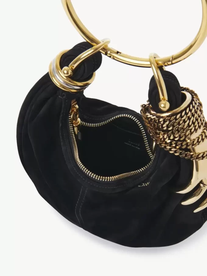 Süet deriden mini bilezikli hobo çanta Süet deriden mini bilezikli hobo çanta