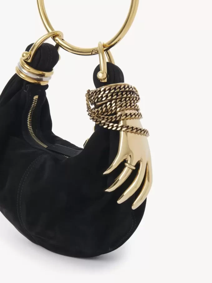 Süet deriden mini bilezikli hobo çanta Süet deriden mini bilezikli hobo çanta