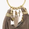 Süet deriden mini bilezikli hobo çanta Süet deriden mini bilezikli hobo çanta
