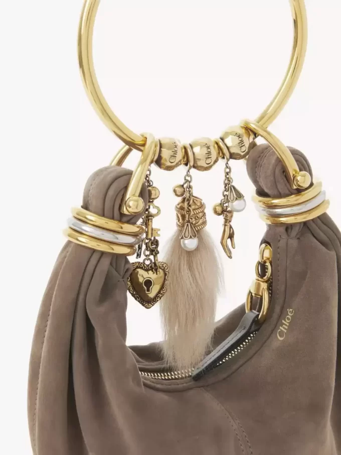 Süet deriden mini bilezikli hobo çanta Süet deriden mini bilezikli hobo çanta