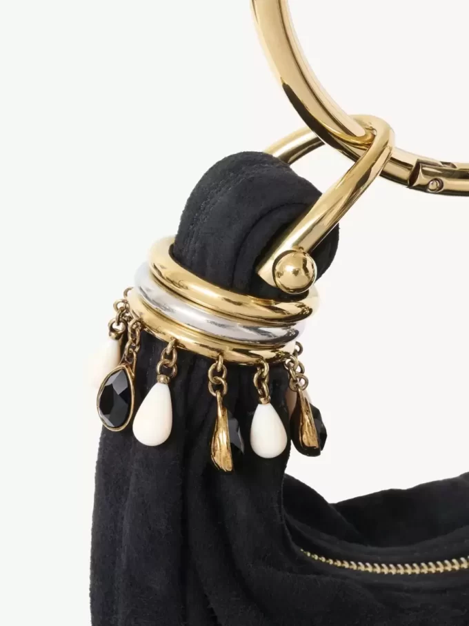 Süet deriden mini boncuklu bileklik hobo çanta Süet deriden mini boncuklu bileklik hobo çanta