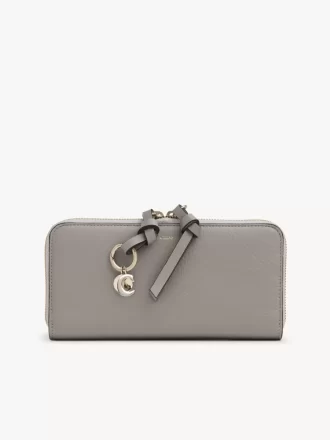 Taneli deriden yapılmış alfabe fermuarlı uzun cüzdan